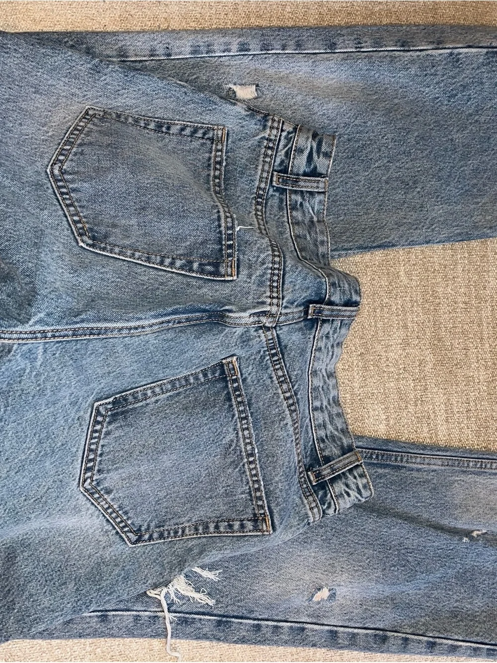 Zara Distressed Light Blue Boyfriend Jeans